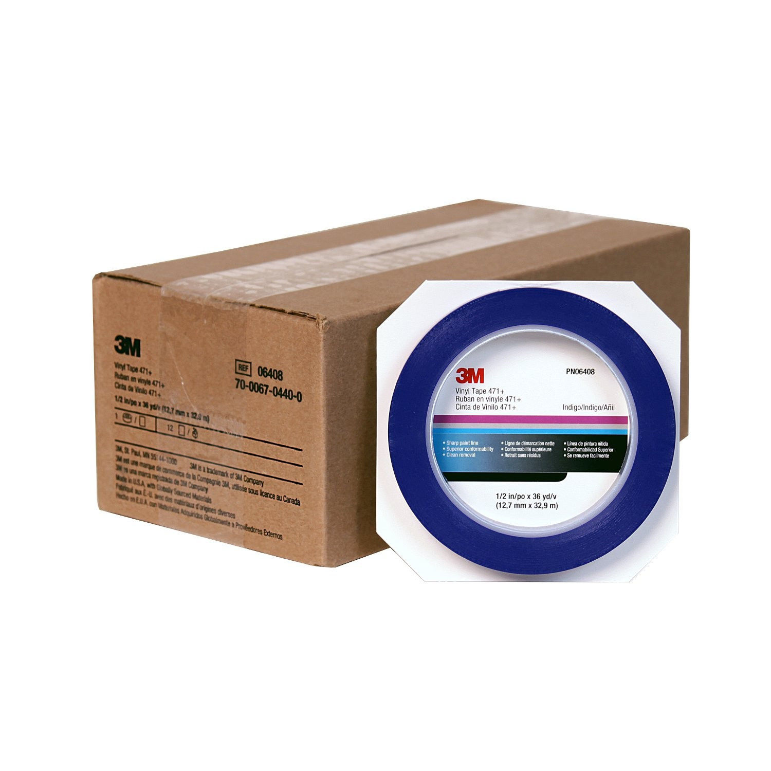 3M 06408 Blue Fine Line Vinyl Tape 471+, 1/2" x 36 yds eBay